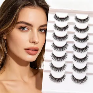 7 Pairs 3D Dense False Eyelashes, Natural Curl European Style, Reusable for Beginners, Perfect for Daily Use, Enhance Your Look