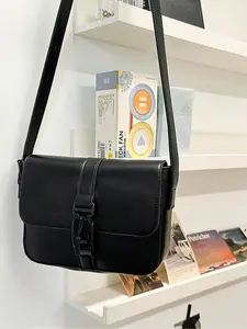 Men's Business Solid Color Crossbody Bag, Fashionable PU Leather Shoulder Bag for Daily Used, Casual Trendy Versatile High-quality Daily Commuting Bag, Stylish Crossbody Bag