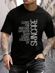 Skincare Terms Skin Cleanse Tone Esthetician T-Shirt| Women'S Men'S Black Vacation Crew Neck Short Sleeve Classic Fit Holiday Tee, Breathable Sweat-Wicking, Soft, Suitable For Daily Commutes, Loungewear, Casual Wear, All-Season, Vintage Style