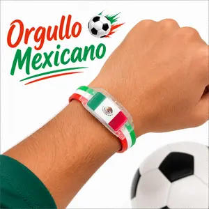 2026！Orgullo Mexicano！Mexico Flag LED Wristband Must-Have Fan Cheering Gear Glowing White Light Panel 3-Color Silicone Band Mexican Pride Heritage  Gameday Stadium Atmosphere Side Switch Ultimate Supporter Gift International Sports Event Gear