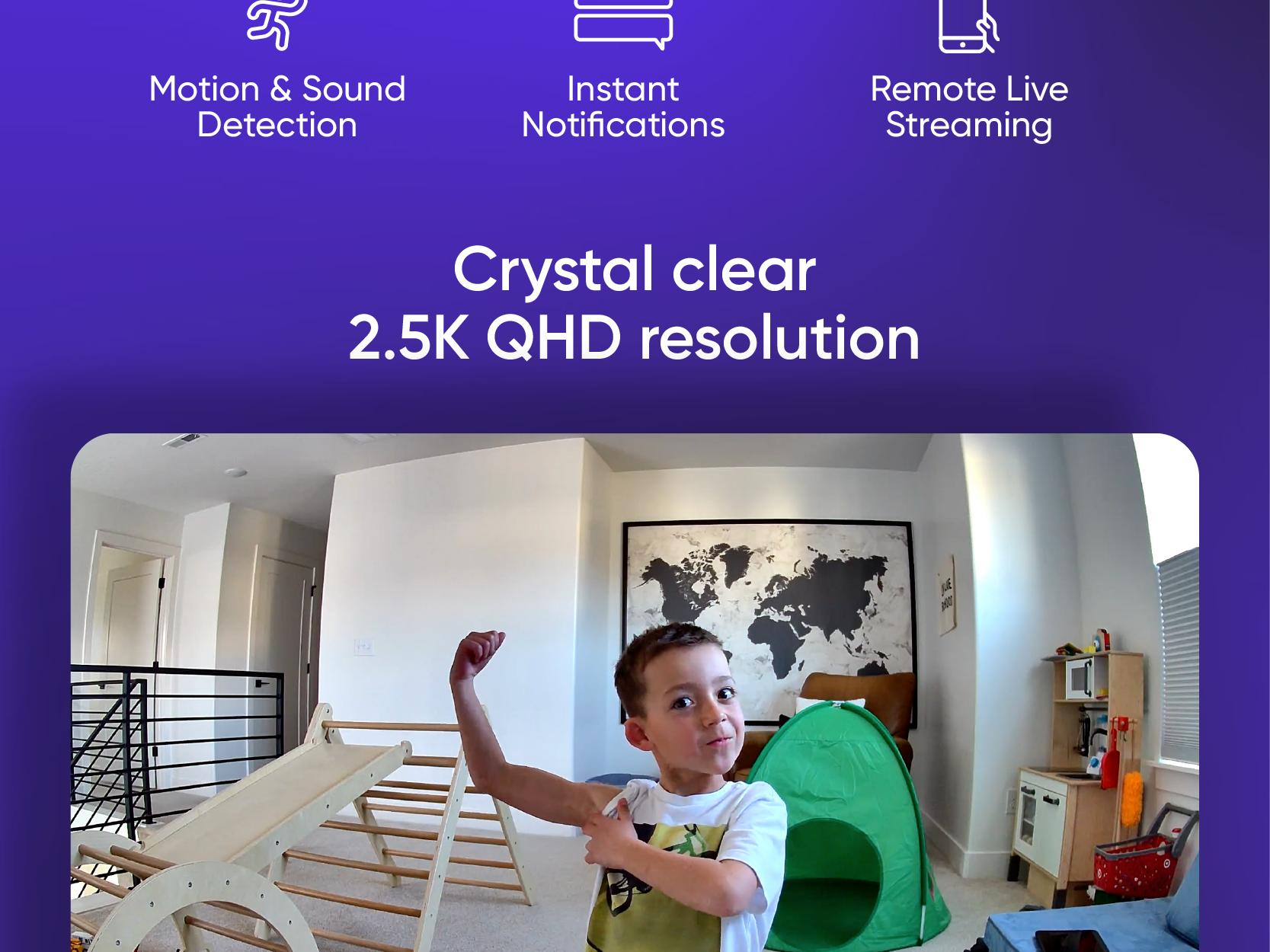 Wyze Cam v4 — Wired 2K HD Smart Home Camera, Indoor/Outdoor Use, Pet/Baby Monitor/Security, Spotlight/Siren, Color Night Vision, Local/Cloud Storage