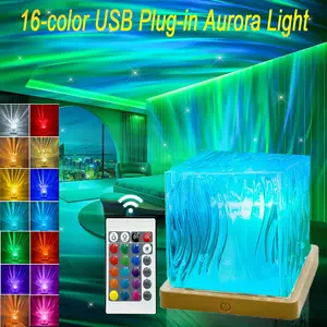 16-Color Aurora Projection Light, Touch Remote Dual Control, USB Powered Ambiance Lamp, Romantic Starry Night Lamp, Birthday Party Decor, Bedside Nightlight, Led Decoration