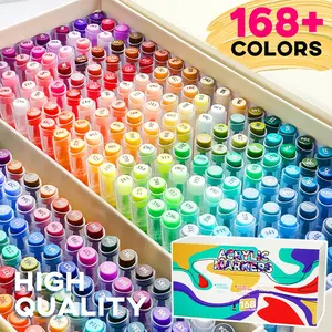 High Elasticity Soft Tip Acrylic Markers, 12-168 Colors Set, Waterproof Stackable Ink Control, Ideal for Canvas, Fabric, Rock, Ceramic, Wood, Glass, Art Marker Pen