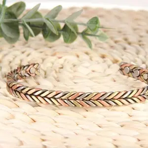 Braided magnetic copper grounding bracelet