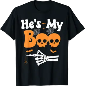 He's My Boo Skeleton Couples Matching Couple Halloween T-Shirt - Miguelgonza Shop 24B0DG42WMRJ