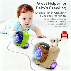 Interactive Musical Glowing Snail and Hermit Crab Toy, Unisex Children Sensory Education Gift, Perfect for Christmas, No Batteries Included