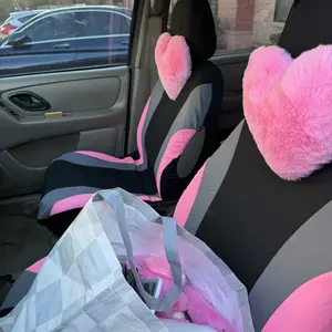 Heart-Shaped Headrest Pillow, 1-Count Soft and Comfortable Car Neck Pillow, Plush Neck Pillow Car Interior Accessory for Women and Girls