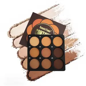 Romantic Flower 9-in-1 Color Dark Powder Contour Palette Concealer Matte 3D Highlight Waterproof Long-Lasting Natural Makeup Palette Blend Bronzer for Contour Lovers