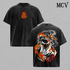 Rengoku Demon Slayer Anime Graphic Tee | Premium Heavy Cotton Vintage Washed Oversized T-Shirt for Men & Women | Flame Hashira 90s Retro Aesthetic Streetwear Casual Tops | Ultimate Unisex Gym Pump Cover & Daily Wear Apparel Gift for Japanese Anime Fans!