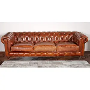 Canvello Paris Club Chester Bay Tufted Sofa, Brown