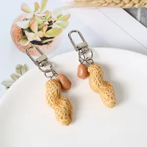 Simulated Peanut Dried Fruit Food Model Pendant Keychain, Good Things Happen Auspicious Image School Bag Charm Accessory