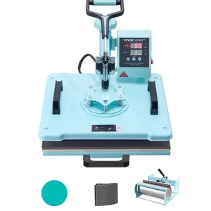 fathersdaygift VEVOR Heat Press Machine, 12x 15 inch, 5 in 1 Heat Transfer Machine with 30 oz Tumbler Press, 360 Swing Away T-Shirt Pressing, Digital Precise Control, for T-Shirts/Mugs/Hats/Plates, Green