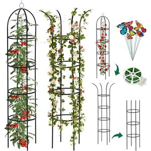 Metal Obelisk Trellis for Climbing  Outdoor Garden Tower Trellis 6.6ft,  Support with Garden Twist Tie for Tomato Cucumber Ivy Vines Rose Potted  Trellis Indoor 2 Pack