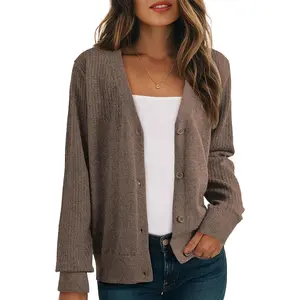Womens Cardigan Wool Blend Long Sleeve Button Down Sweaters for Women Casual Hollow Out Knit Tops
