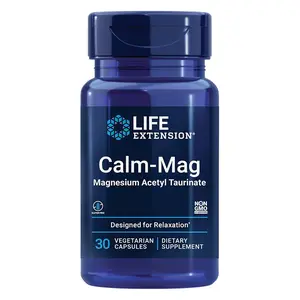Life Extension Calm-Mag Magnesium Acetyl Taurinate 30 Capsules for Stress Management & Relaxation Bioavailable Form Supports Calmness and Relaxation