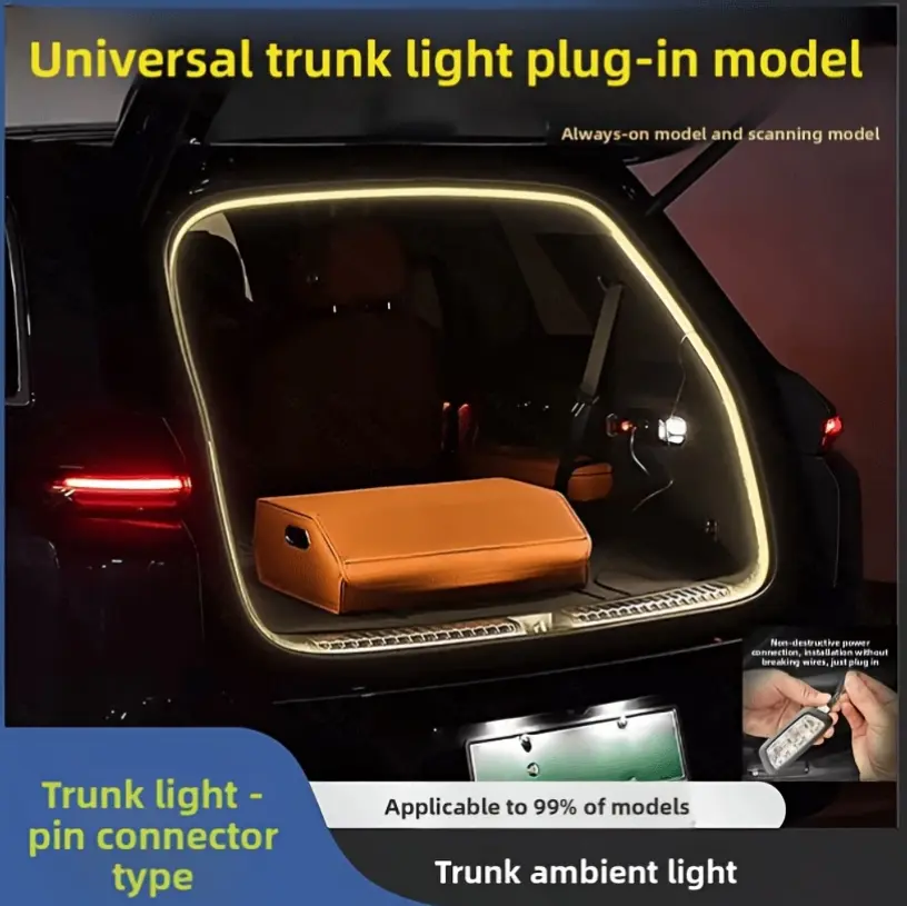 Universal Car Motion Sensor LED Ambient Light Strip, 2M-4M (6.56-13.12 ft) Auto Lighting for Trunk Interior, Decorative LED Lights for Cars