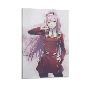 Zero Two from Darling in The FRANXX Anime Poster. Canvas Wall Art. Stunning Decorative Painting. Ideal for Anime Enthusiasts. Poster Canvas Wall Art For Bedroom Decor Bar Office Room Decor Gift