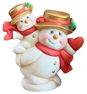 Clay Magic Snowman Buddies Christmas Unpainted Ceramic Bisque Ready To Paint 9in H x 8.25in W Acrylic Paintable Customizable Ornament