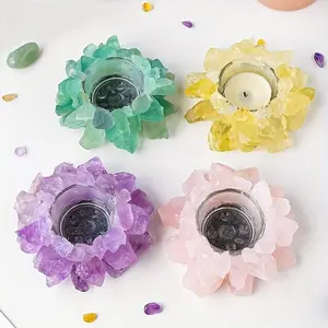 Handmade Lotus Crystal Aromatherapy Set - Candle Holder and Diffuser Bowl Infused with Natural Crystals | Unique Birthday Gift, Suitable for Him and Her, Perfect for Halloween, Christmas, Thanksgiving, and Other Holiday Decorations