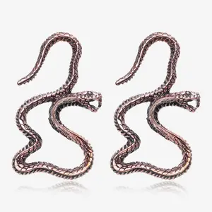 Vicious Cobra Snake Dance Copper Hoop Ear Weight Hanger - 6 GA Earrings for Stretched Earlobes - Exotic Beauty & Sophistication