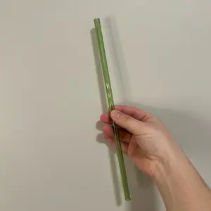 Straight green glass straw add on