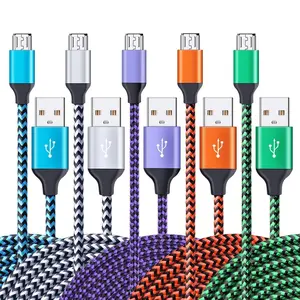 Micro USB Cable, 5-Pack 6ft High Speed Nylon Braided Android Charging Cables for Samsung Galaxy J8/J7/S7/S6/Edge/Note 5 4, PS4, Motorola, HTC, LG Android Tablets and More USB to Micro USB Cords