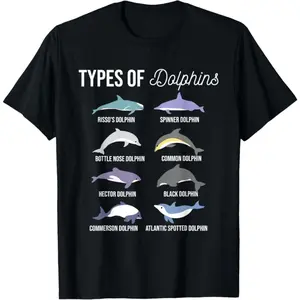 Types Of Dolphins - Sea Animal Lover Zoologist Zookeeper Gift Unisex T-Shirt