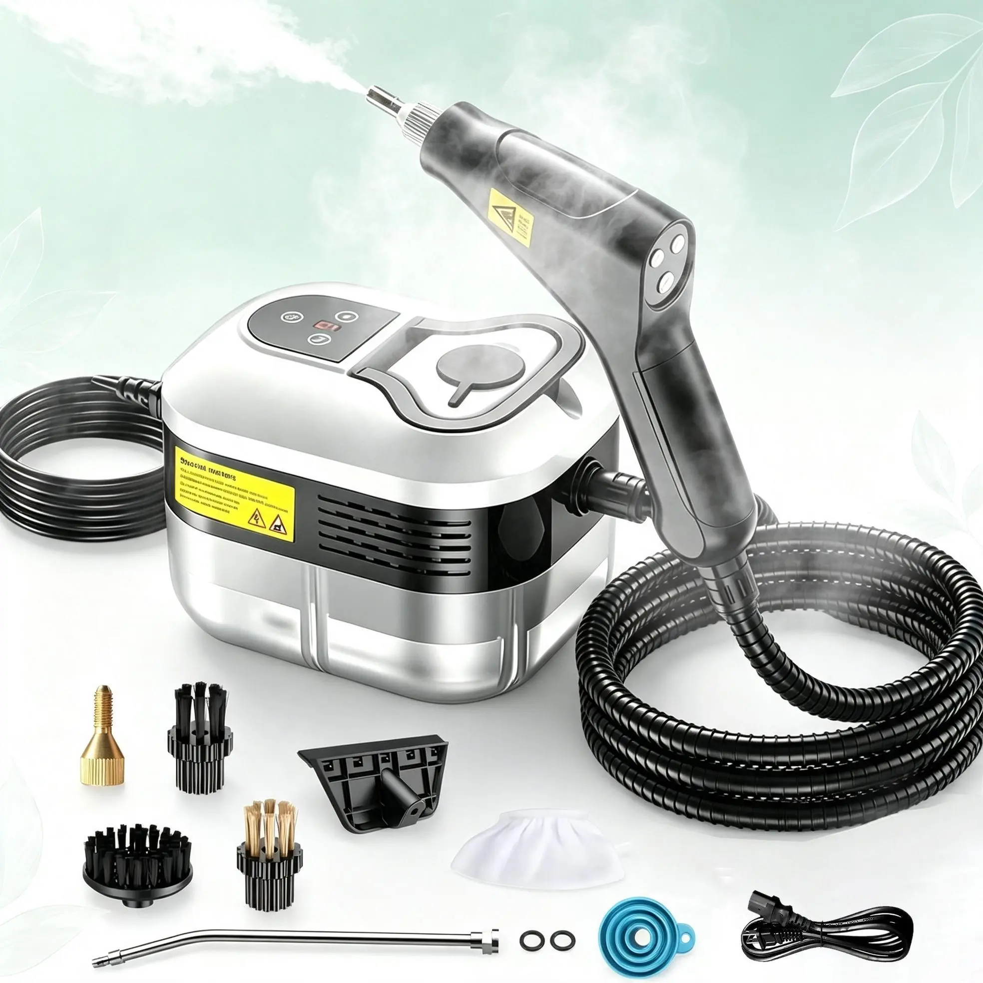 Handheld Steam Cleaner - 2500W Corded Compact High-Performance Model, 15-Second Heat-Up, 1.2L Water Tank, 6-Speed Adjustable Handle, 8 Accessories for Home & Car, High-Pressure Anti-Stain Gunk Removal Cleaning Steam Cleaner, High-Pressure Steam