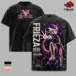Frieza DBZ Vintage Washed T-Shirt Galactic Emperor Anime Graphic Tee Tyrant Power Streetwear Oversized Shirt Gift for DBZ Fans