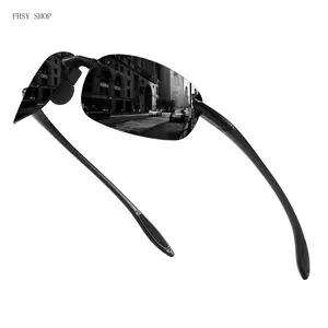 FHSY SHOP Rimless Polarized Sports Sunglasses UV Blocking Black Frame Anti-Glare Shatterproof Lens Lightweight Durable for Men Fishing Cycling Hiking Daily Wear Sun Glasses LED Light Stickers
