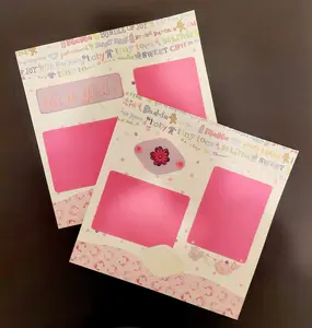 Premade Scrapbook Two Page Layout, It's a Girl Theme, 12 x 12 Scrapbook Layout, pink polka dots