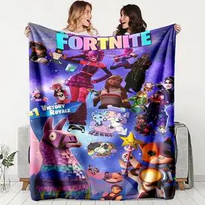 Fortnite Colorful Character Blanket, Multi-Color Polyester Fabric, Perfect for Sofa Naps and Gamer Decor, Trendy Gift for Fans