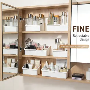 Multifunctional Cosmetic Storage Rack, Adjustable Mirror Cabinet Organizer, Bathroom Vanity Drawer Box, Washroom Essentials Holder