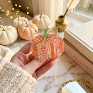 Book Pumpkin Phone Grip, Fall Bookish Preppy Boutique Stand, Cozy Reading Librarian Acrylic Socket, Autumn Lover Gift For Her Case Holder