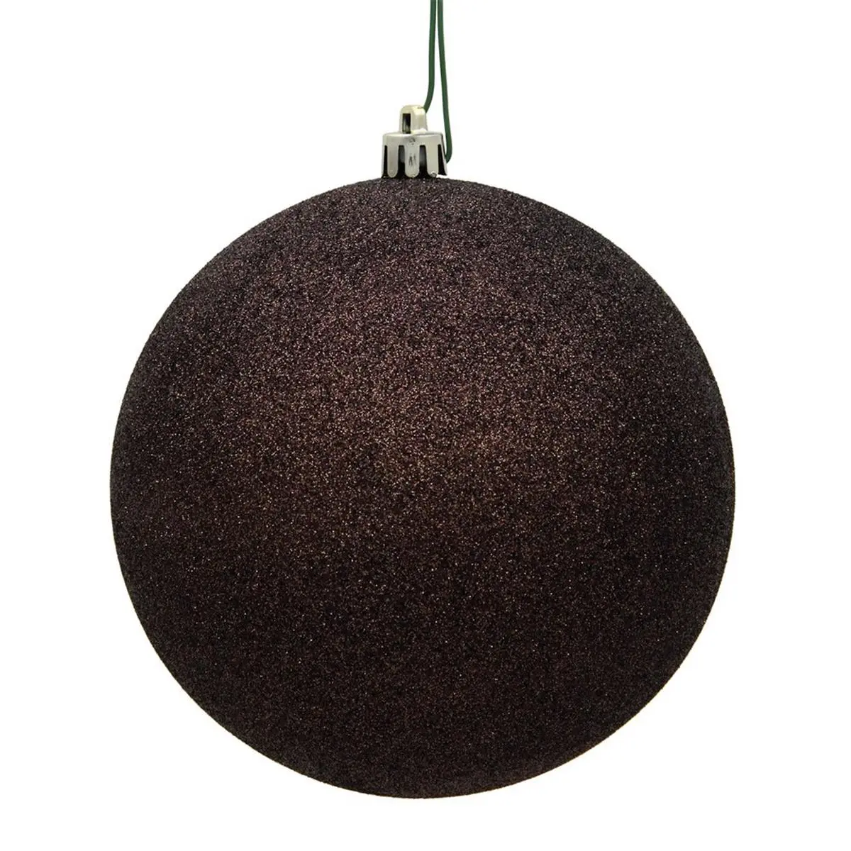212 MAIN 8 in. Plastic Round Chocolate Glitter Drilled Cap Christmas Ornament Ball - Festive Home Decor Accessory for All Seasons, Decoration, 8" H X 8" W X 8" L
