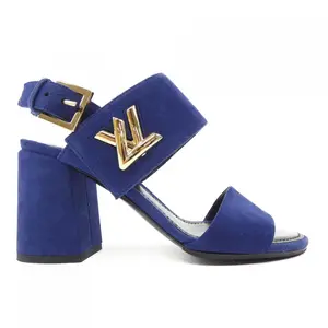 Pre-owned Louis Vuitton Suede Small Leather Goods Horizon Line Leather Sandals