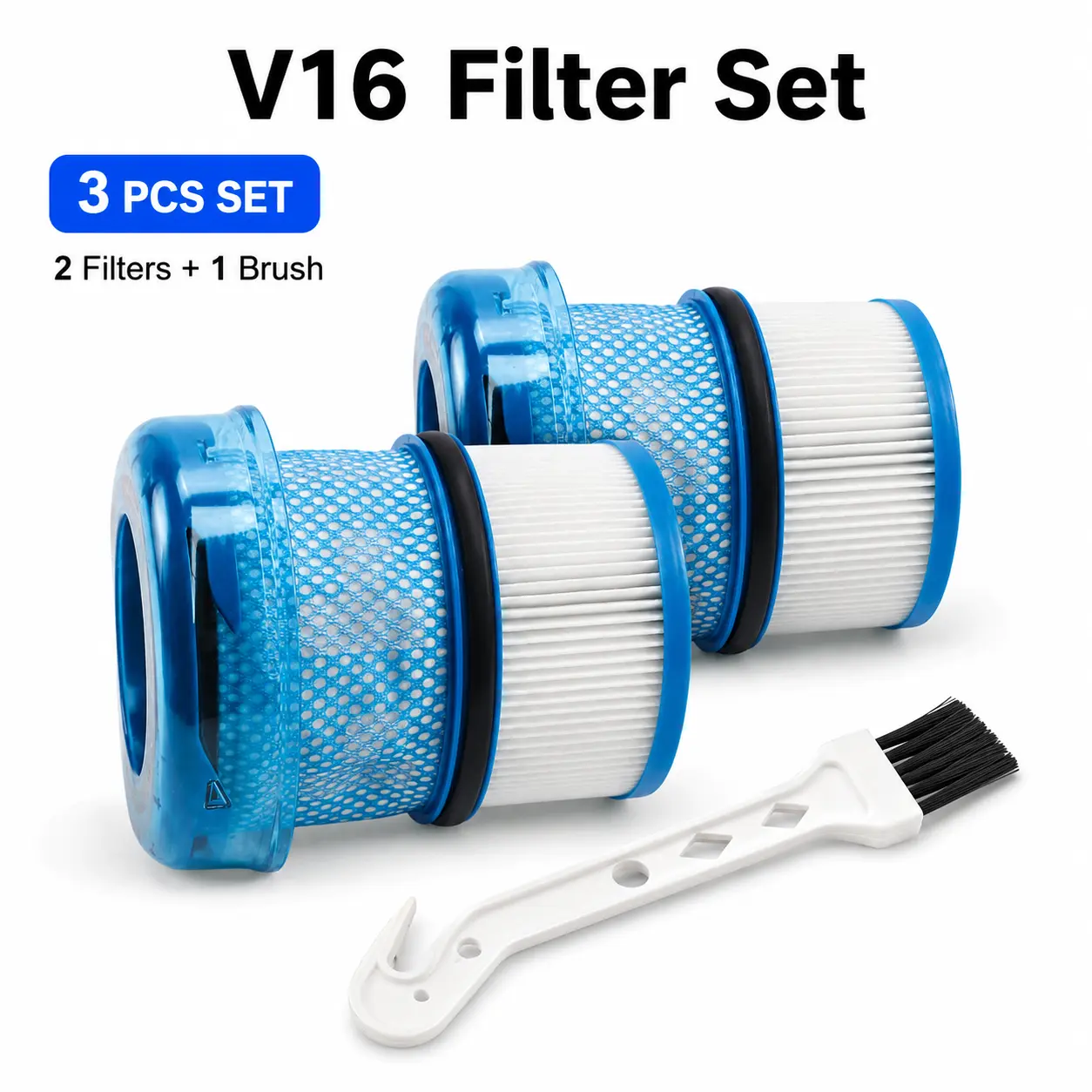 New 2-Pack HEPA Filter Replacement Set for Dyson V16 Cordless Stick Vacuums, Washable with Mesh Outer Cover & Included Cleaning Brush, Vacuum Cleaner Parts, Dust Trapping