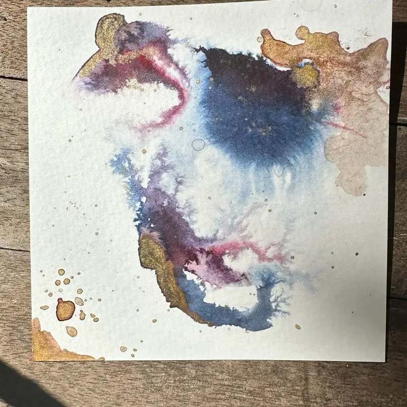 Mini Abstract Ink Art - Original Hand-Painted Collectible 4"x4" Unique Design for Home Decor