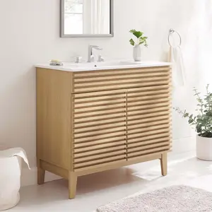 Modway Render 36" Bathroom Vanity in Oak White Modway Render 36" Bathroom Vanity in Oak White
