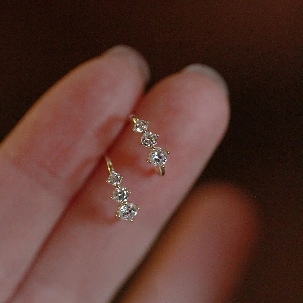 Unisex Dainty C-Shaped Cubic Zirconia Sparkling Earrings - Delicate Costume Jewelry Gift for Daily Wear, Special Occasions, Dainty Earrings, Cubic Zirconia Earrings