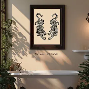 Vintage Animal Pattern Unframed Painting, 1 Count Wall Art Canvas Printing, Wall Art Decor for Home Living Room Bedroom Study Room, Interior Ornaments, Artistic Decoration
