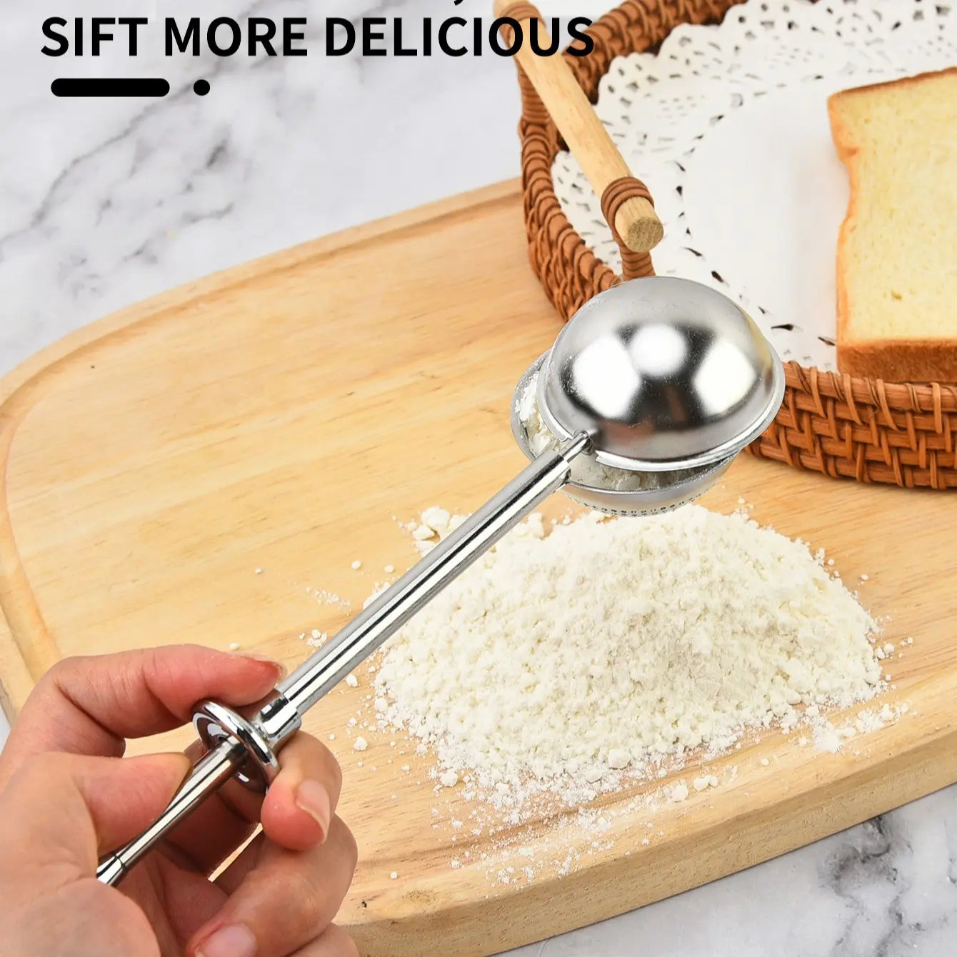 Multifunctional Powder Dispenser, Telescopic Sifter Kitchen Baking Tool