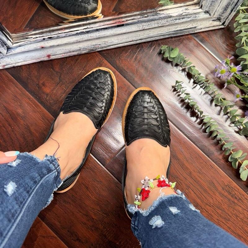 Huarache Sandal - Handmade Mexican Hecho in Michoacán, Colorful Leather, Open Toe, Casual Footwear for Women, Perfect Choice for Wide Feet - Running