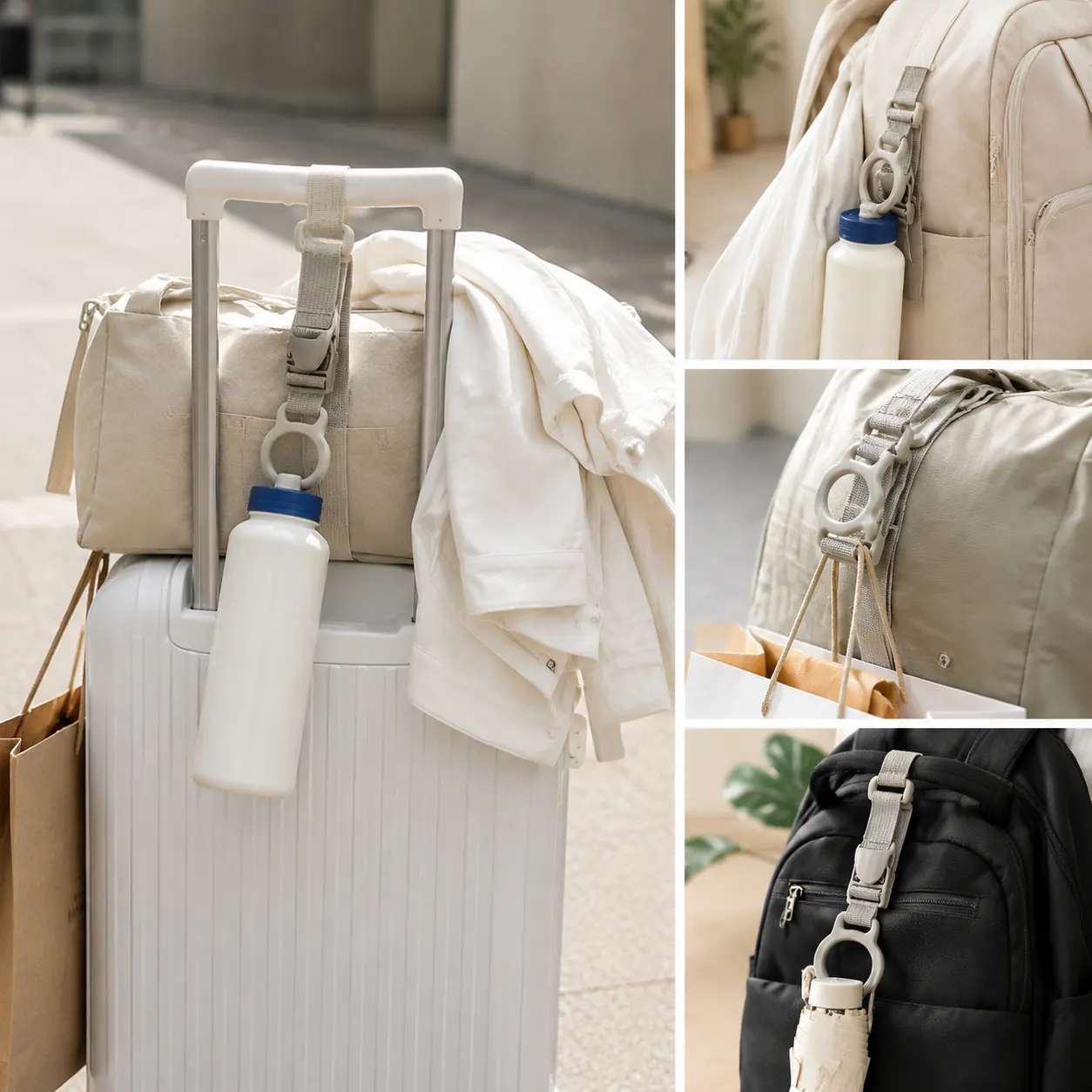 2 Pieces Adjustable Detachable Luggage Strap, Woven Travel Bundling Belt for Securing Extra Items on Suitcase and Backpack