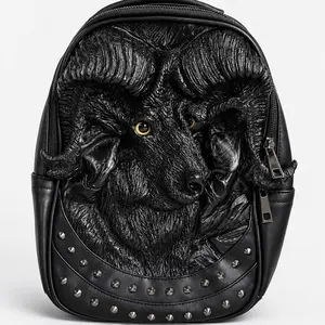 Midnight Ram Carry-All Functional Backpack - 3D Gothic Designer Travel Bag, SKU:3229, Carry-All Backpacks, Functional Backpacks
