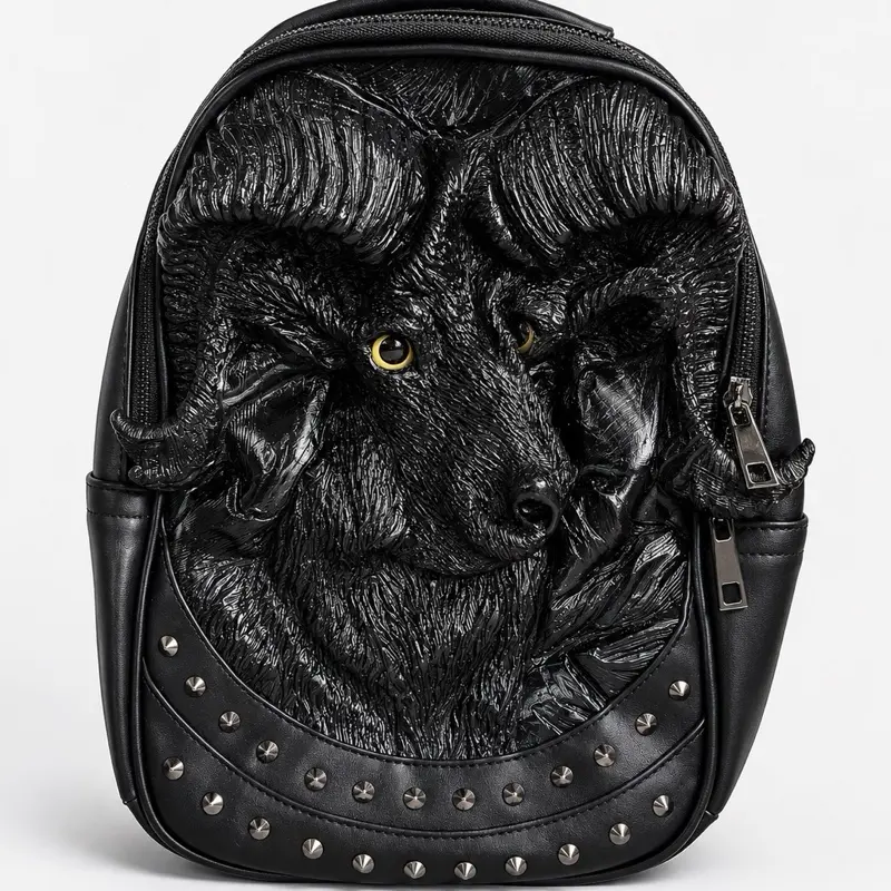 Men's 3D Ram Head Leather Fashion Backpack with Adjustable Straps, Men's Luggage Bag - TikTok Shop Men's 3D Ram Head Leather Fashion Backpack with Adjustable Straps, Men's Luggage Bag - TikTok Shop