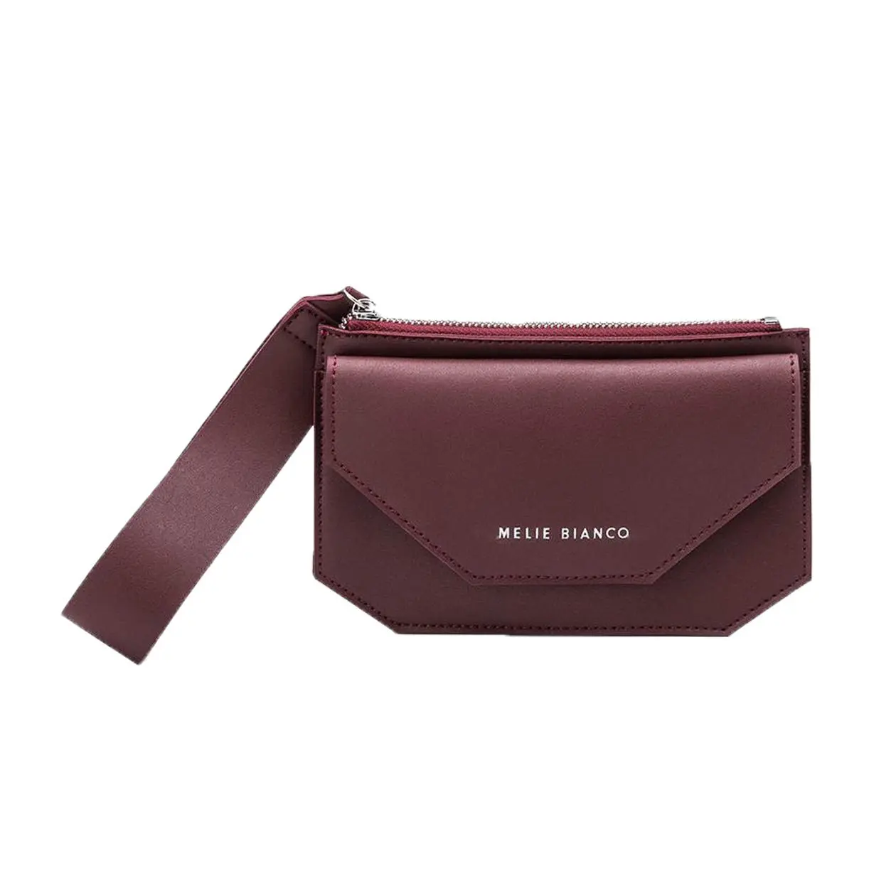 Melie Bianco Lottie Women's Vegan Leather Convertible Crossbody Bag, Casual Lightweight Wristlet Purse in Burgundy, Pu Leather, Everyday, Solid