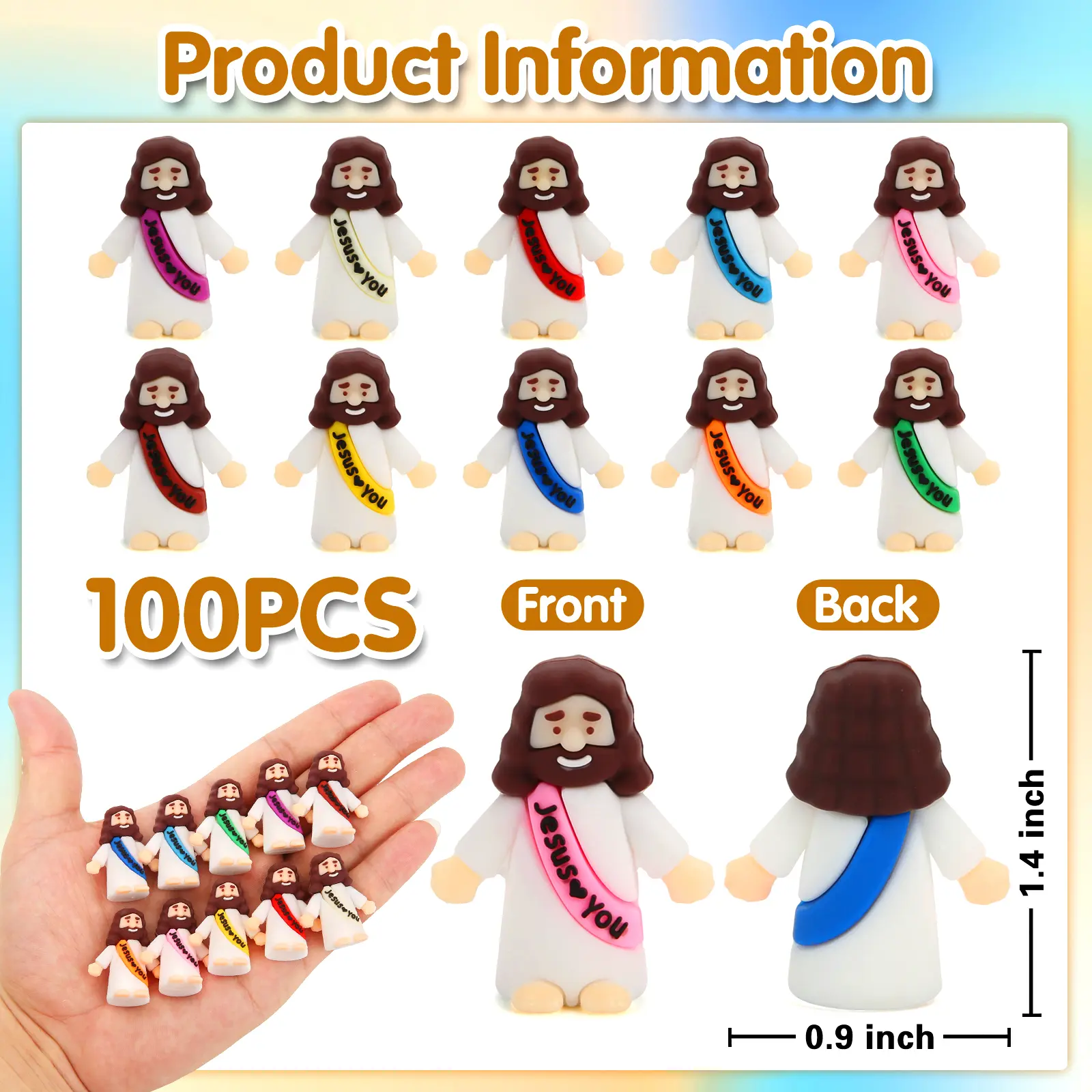 100 Pcs Little Jesus Figures, Jesus Loves You Figures, Mini Jesus Figurines in Bulk, Tiny Baby Jesus Figures for Crafts Pocket Hide and Seek, Sunday School Religious Party Favors Gift