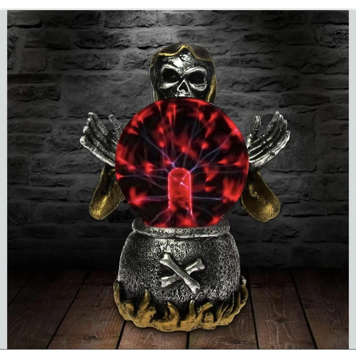 Magic Skull Head Glass Lightning Plasma Ball Touch Sensitive Night Light Lamp for Bedroom Home Parties Decorations Novelty Toy