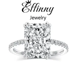 Effinny 4.5ct Radiant Cut 5A Grade Cubic Zirconia Engagement Ring In Sterling Silver,Valentine's Day Present,Anniversary Ring for Women Outdoorfun